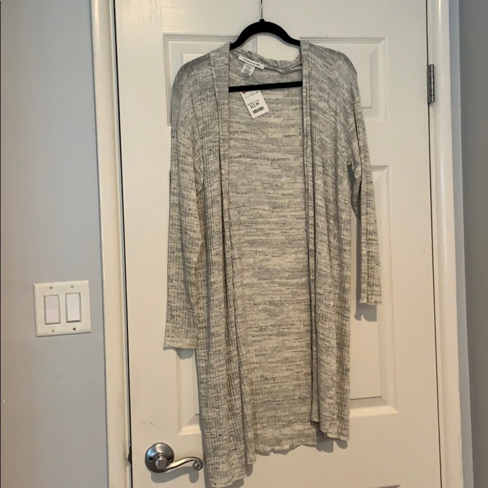 Cream and Grey Wrap Sweater